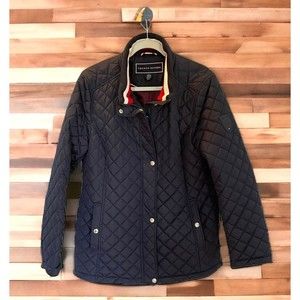 Tommy Hilfiger Women's Quilted Navy Hip Fit Lightweight 3 Seasons Jacket Coat L